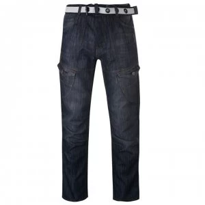 Image of No Fear Belted Cargo Jeans Mens - Black