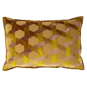 Image of Delano Velvet Jacquard Cushion Ochre/Blush