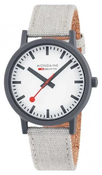 Image of Mondaine Essence 41mm Light Grey Textile Strap White Watch