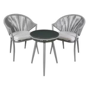 Image of Dellonda Echo 3pc Aluminium Balcony Set with Tempered Glass Top - DG58