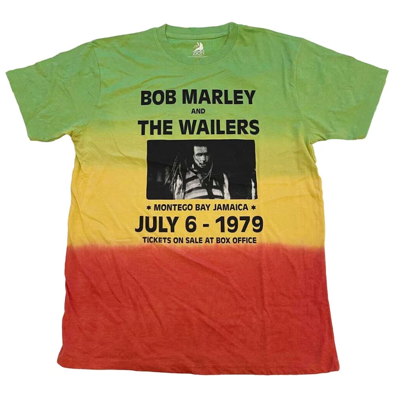 Image of Bob Marley Bob Marley Men Montego Bay Dip Dye T-Shirt in Bottle Green Size: Medium Bottle Green M Male 5063300121351
