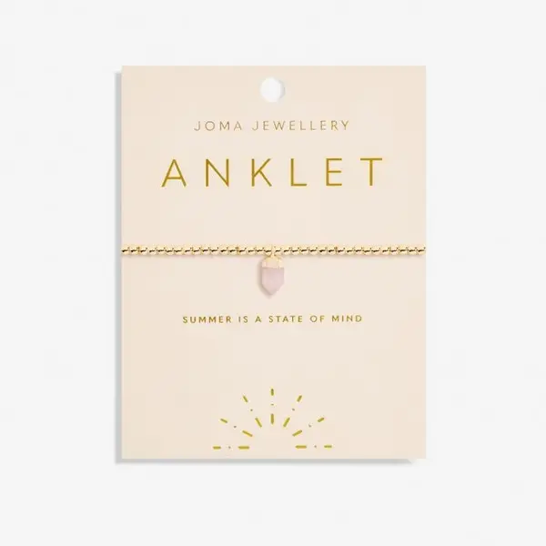 Image of Anklet Rose Quartz Crystal Gold Plated Anklet 23cm Stretch Anklet 6945