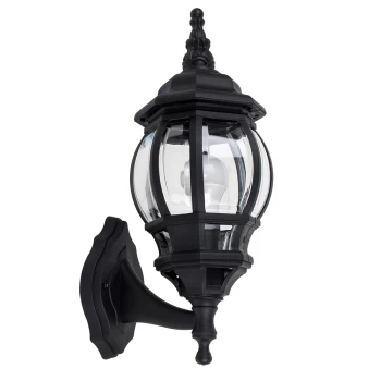 Image of Windsor Black Vintage Lantern Style Outdoor Wall Light - IP44 Rated