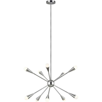 Image of Jax 10 Light Chandelier, Polished Nickel, G9 - Elstead