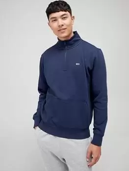 Image of Tommy Jeans Regular Fit Mock Neck Quarter Zip Sweat - Twilight Navy, Twilight Navy, Size S, Men