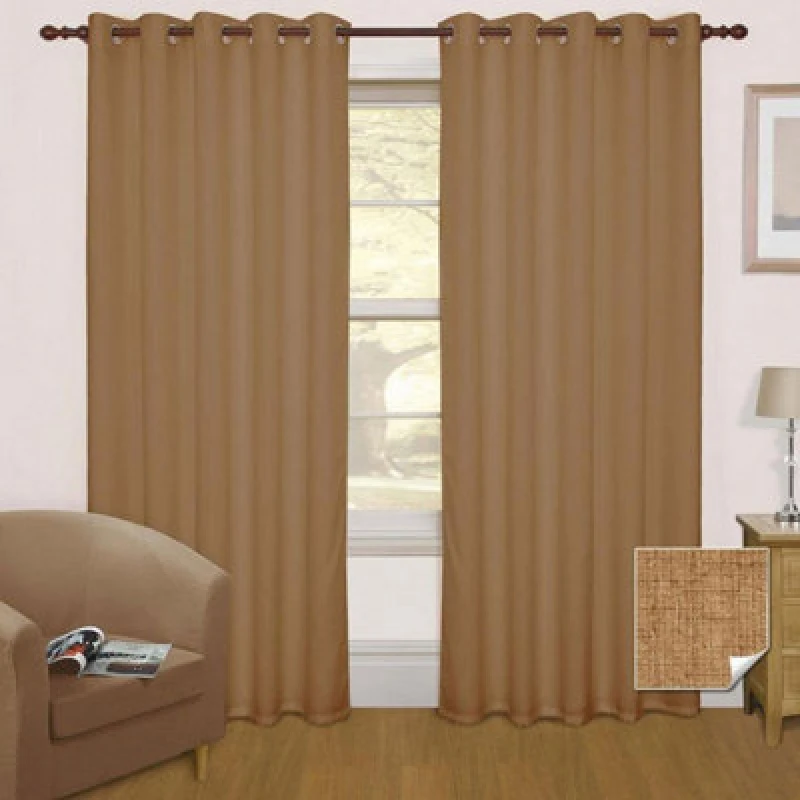 Image of Homescapes Thermal Blackout Eyelet Curtain Pair Beige