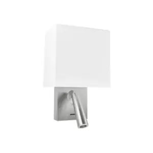 Image of Leds-C4 Gamma - LED Wall Light with Reading Light Square Shade Satin Nickel 179lm 2700K