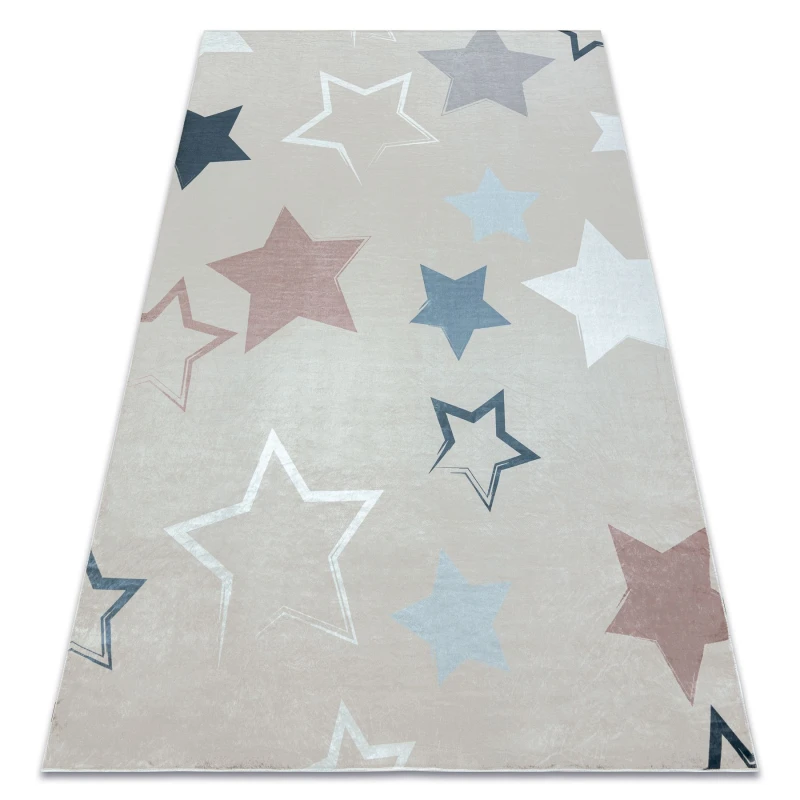 Image of RugsX Bambino 48130 Washing Carpet Stars For Children Anti Slip - Beige / Grey 160X220 Cm
