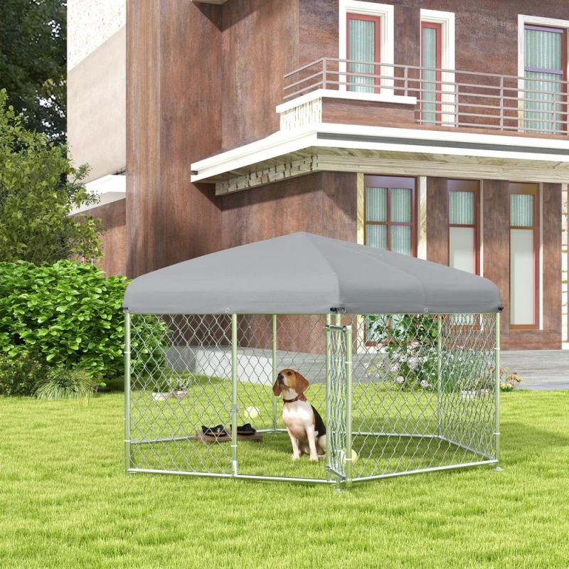 Image of PawHut PawHut Outdoor Dog Kennel w/ Water-Resistant UV-Resistant Roof 2.1 x 1.85 x 1.5m 5056725395537