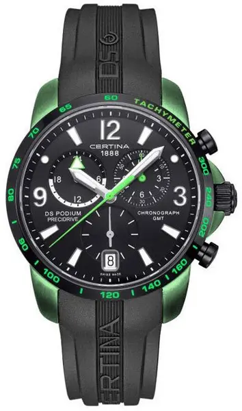 Image of Certina Watch DS Podium Big Size Chrono GMT Aluminium Quartz - Black CRT-063