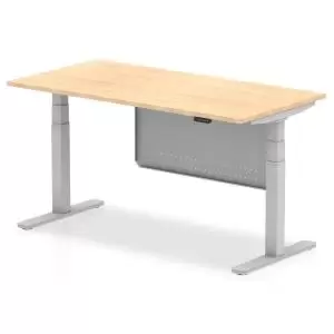 Image of Air 1600 x 800mm Height Adjustable Desk Maple Top Silver Leg With