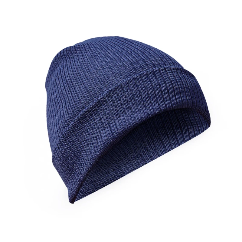 Image of Beechfield Beechfield Men Knitted Cotton Beanie in Navy Navy One Size Male 5063425806614