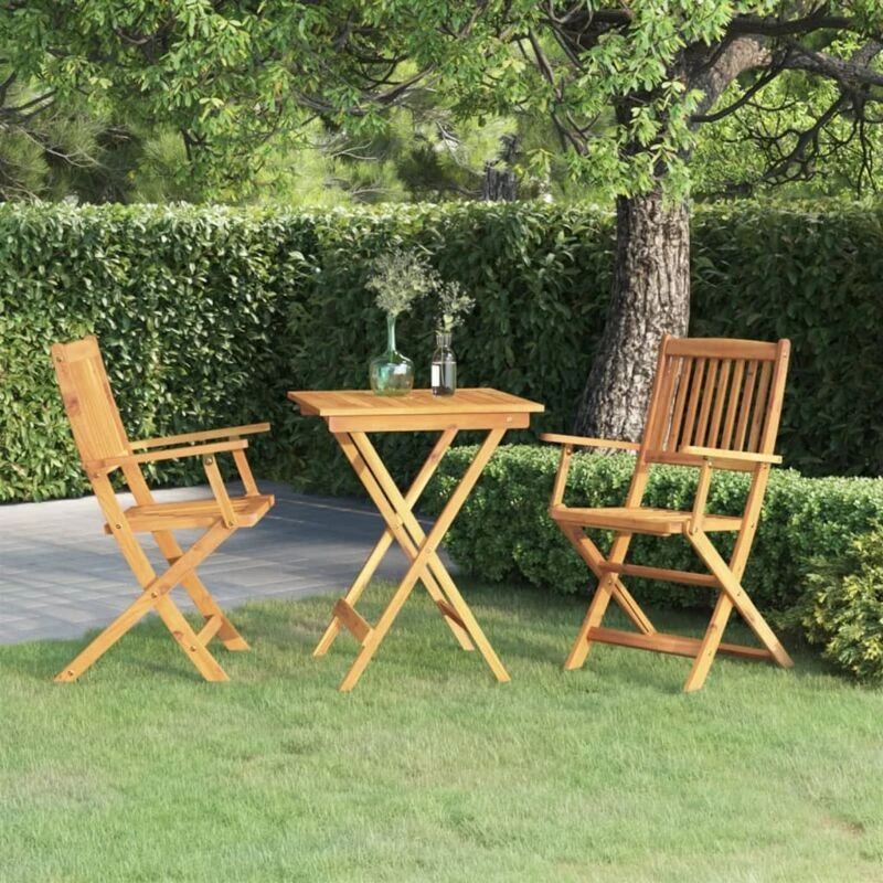 Image of VIDAXL 3 Piece Folding Garden Dining Set Solid Acacia Wood Vidaxl 8720286192436