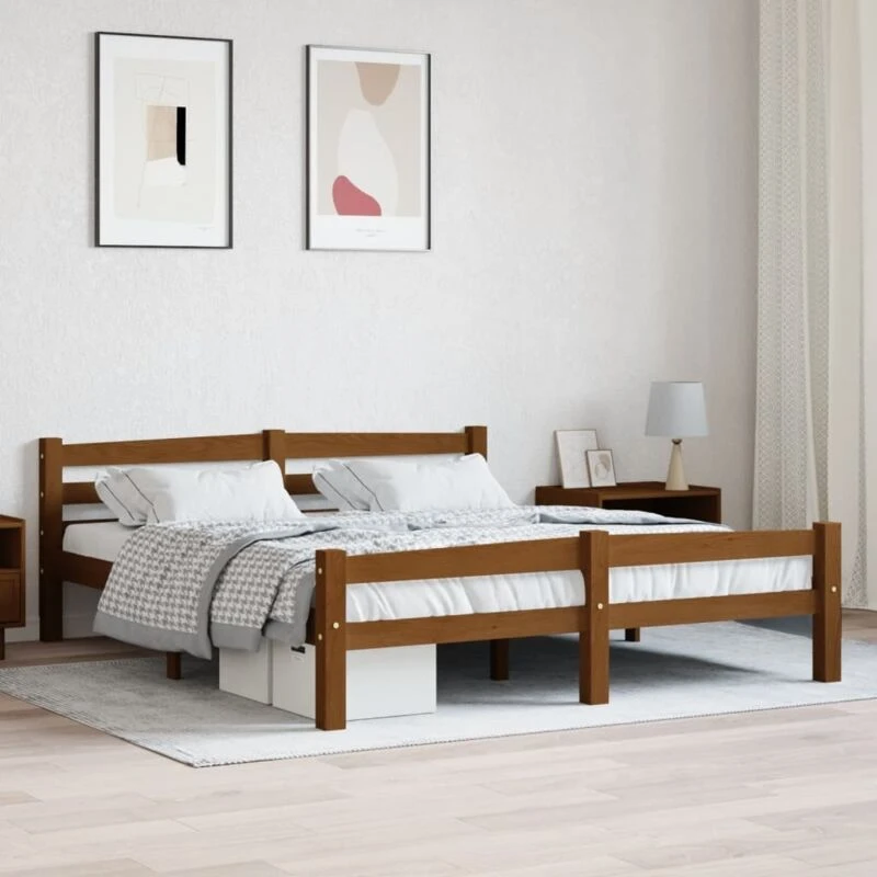 Image of VIDAXL Vidaxl - Bed Frame without Mattress Honey Brown Solid Pinewood 160x200cm 8720286327463