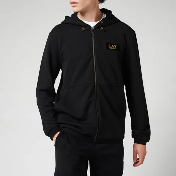 Image of EA7 Mens Gold Label Zip-Through Hoodie - Black - S
