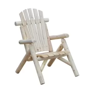 Image of Outsunny Outdoor Wood Adirondack Chair Patio Chaise Lounge Deck Reclined Bench