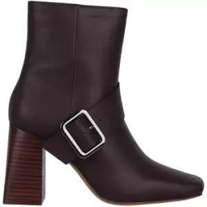 Image of Biba Leather Flare Heel Boot - Brown