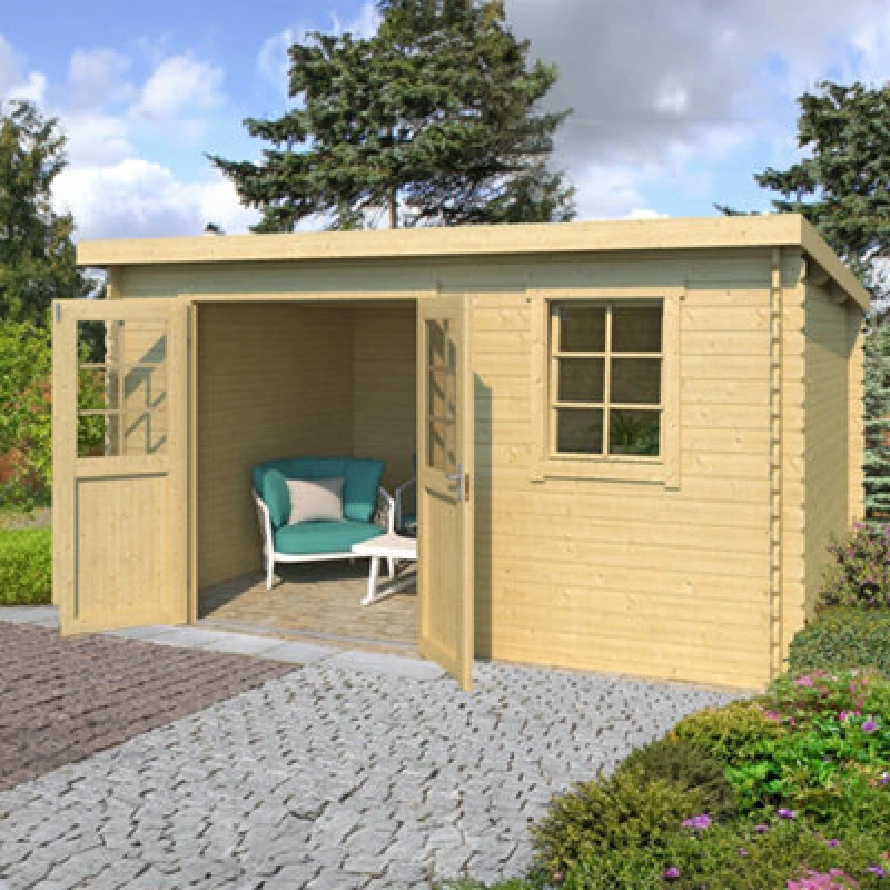 Image of Lasita Maja Lasita Osland Amira 230 Pent Log Cabin - 3.8M X 2.3M - 28mm Summer House