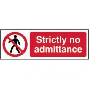 Image of Prohibition Self-Adhesive Vinyl Sign 300 x 100mm - Strictly No