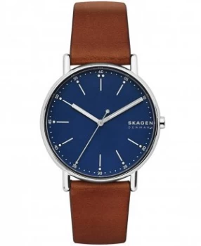 Image of Skagen Mens Signatur Brown Leather Strap Watch