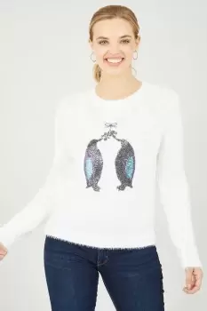 Image of Ivory Penguin Fluffy Jumper