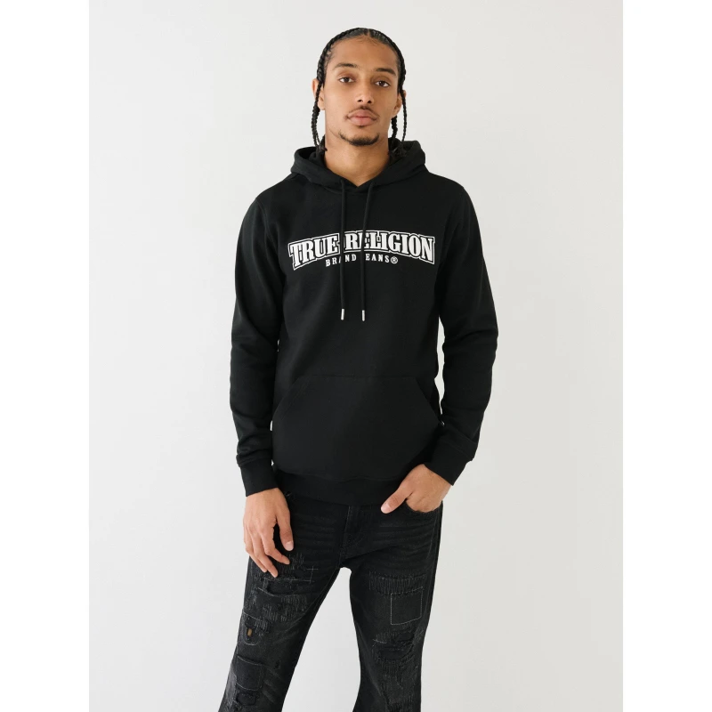 Image of True Religion Painted Horseshoe Puff Print Hoodie - Black S