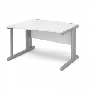 Image of Vivo Left Hand Wave Desk 1200mm - Silver Frame White Top