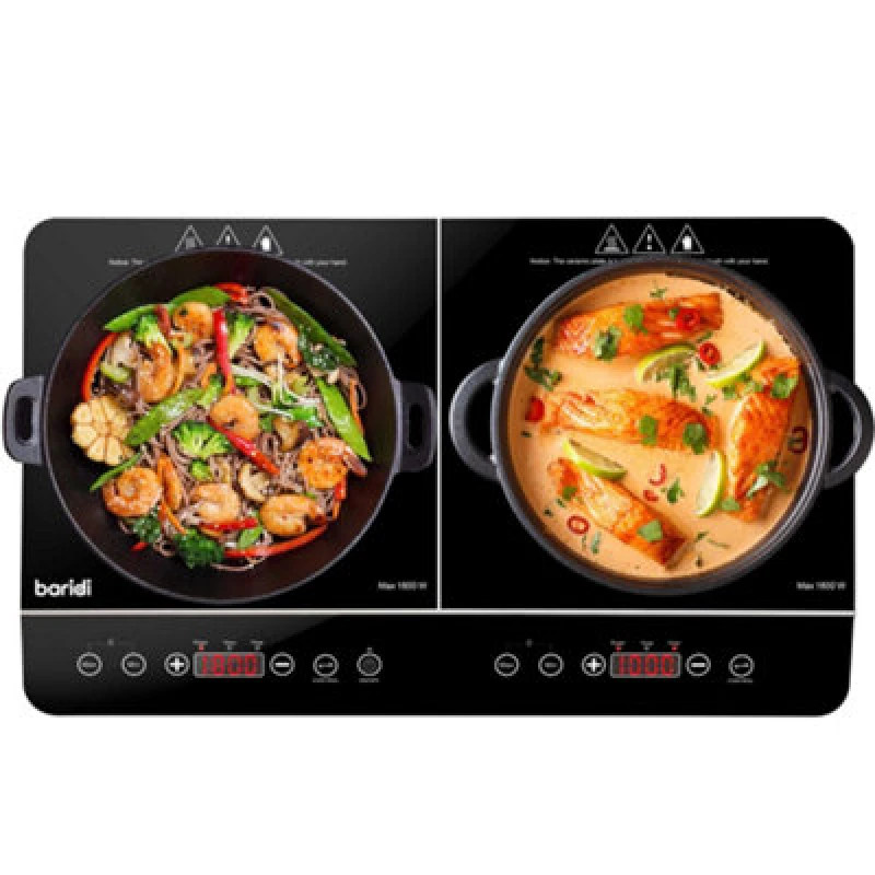 Image of Dellonda Baridi Portable Induction Hob: Two Zone, 2800W, 13A Plug, Timer Function