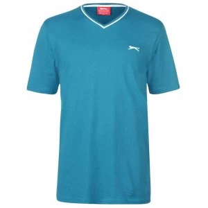 Image of Slazenger V Neck T Shirt Mens - Teal Blue