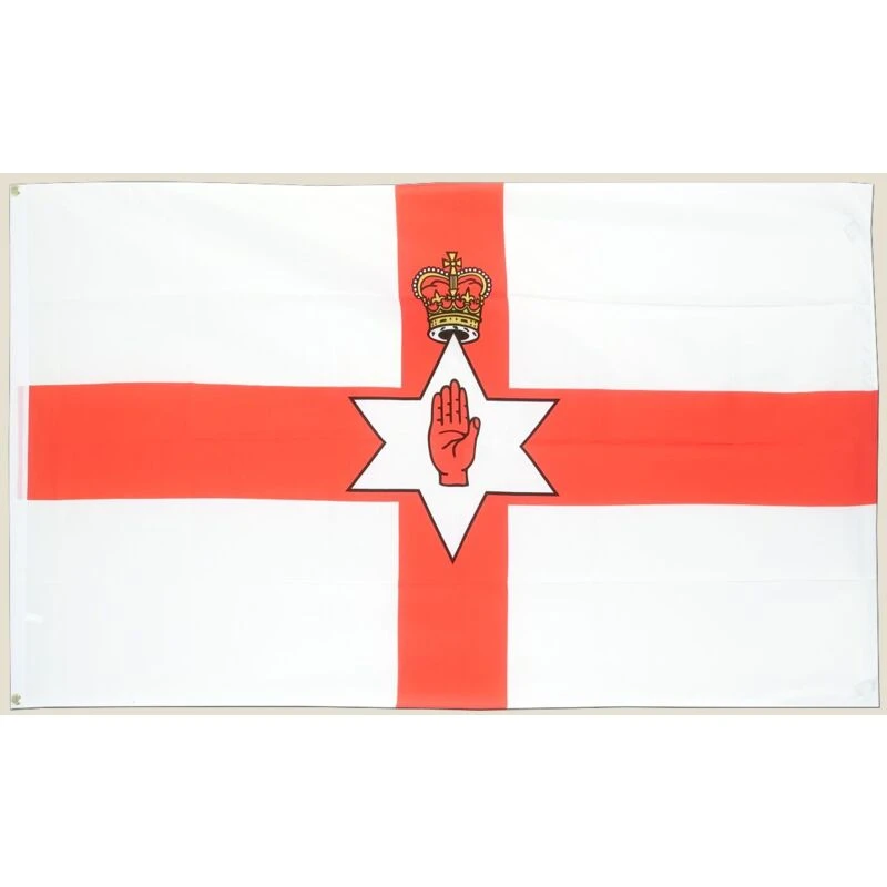 Image of Shatchi MEGA VALUE TWIN PACK Northern Ireland Hand Of Ulster Quality Supporter Fans Large Flags 5'x3' (ft) Multi