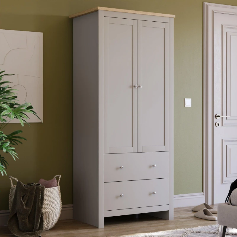 Image of Lassic Vida Designs Arlington 2 Door 2 Drawer Wardrobe Grey unisex One Size