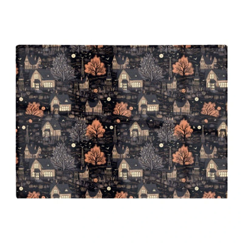 Image of Warren Reed Designer Spooky Haunted Houses Pattern Glass Chopping Board