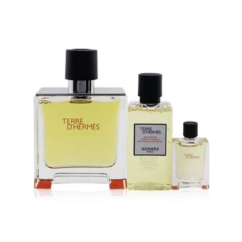 Image of HermesTerre DHermes Coffret: Pure Parfum Spray 75ml/2.53oz + Hair & Body Shower Gel 40ml/1.35oz + Pure Parfum Spray 5ml/0.17oz 3pcs