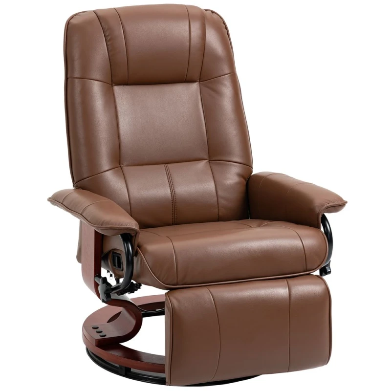 Image of HOMCOM Manual Recliner Chair Armchair Sofa with Faux Leather - Brown, Brown 833-621V71BN