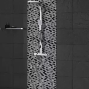 Image of House of Mosaics Paris Black and White Glass 304x304mm Mosaic Tile