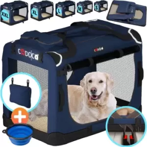 Image of Dog Carrier Fabric Navy Blue XXL Foldable 90x60x66cm