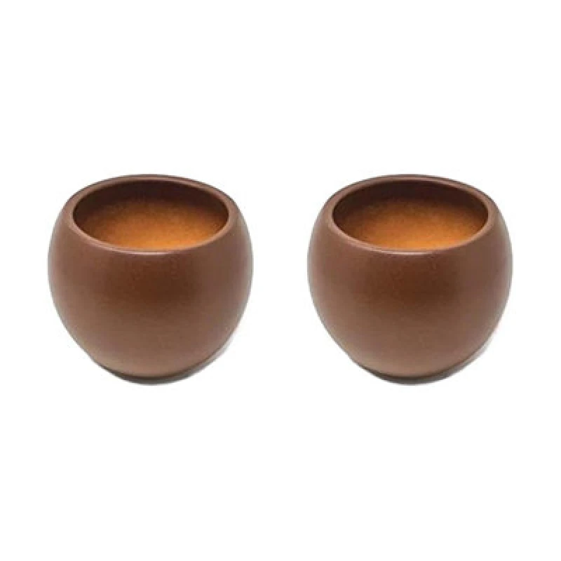 Image of Verano Spanish Ceramics Epoxi Round Rust Textured Matte Indoor Plant Pot Set Of 2 X 16Cm