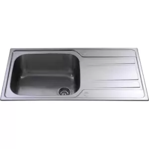 Image of Single Bowl Inset Polished Chrome Stainless Steel Kitchen Sink with Reversible Drainer - CDA