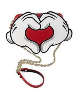 Image of Loungefly Loungefly Mickey & Minnie Love Heart Hands Crossbody Bag