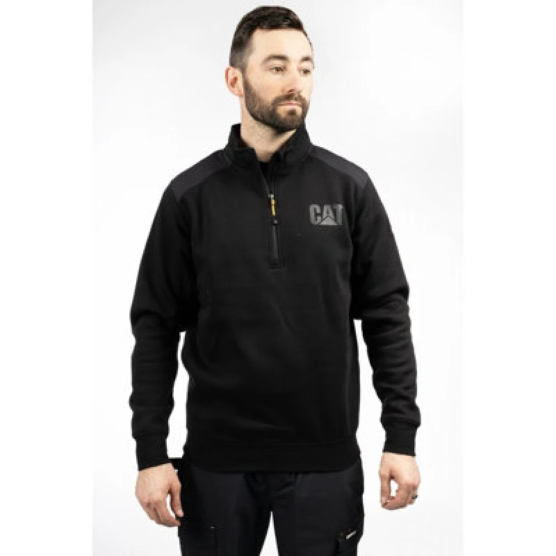 Image of Caterpillar Essential quarter Zip Sweatshirt - Black Sml