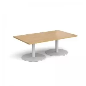 Image of Monza rectangular coffee table with flat round white bases 1400mm x