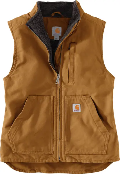 Image of Carhartt Sherpa Lined Mock Neck Ladies Vest, brown, Size L for Women