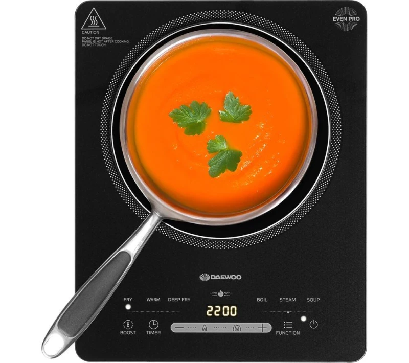 Image of Daewoo Daewoo 2200W Single Induction Hob Free Standing Compact Counter Top Hot Plate in Black One Size Unisex 5024996983753