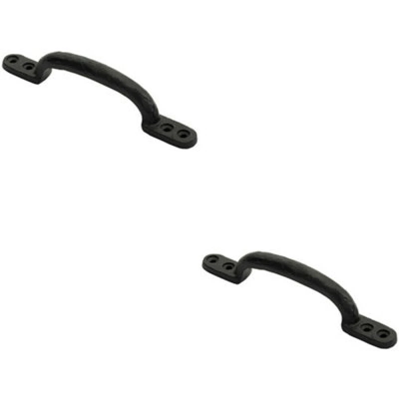 Image of Loops 2x Forged Iron Hotbed Pull Handle 152 x 18mm Black Antique Door Handle Black unisex