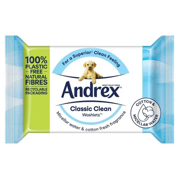 Image of Andrex Classic Clean Washlets 36 Toilet Wipes