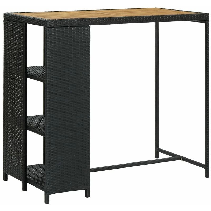Image of VIDAXL Vidaxl - Bar Table with Storage Rack Black 120x60x110cm Poly Rattan 8720286146811