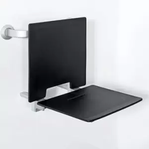 Image of Tyle Contemporary Removable Slimline Shower Seat with Back Rest - Black - Nymas