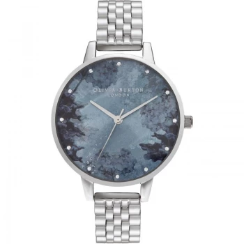 Image of Ladies Olivia Burton Crystal Markers & Silver Bracelet Watch