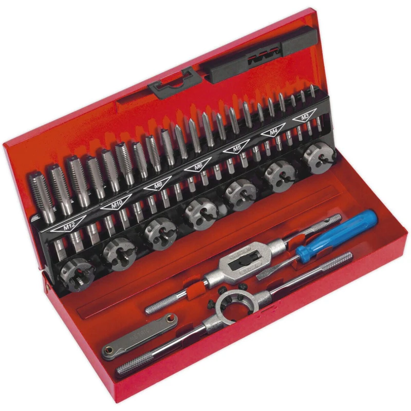Image of Loops 32pc Metric Tap & Split Die Set - M3 to M12 - Manual Bar & Socket Threading Tool Multi