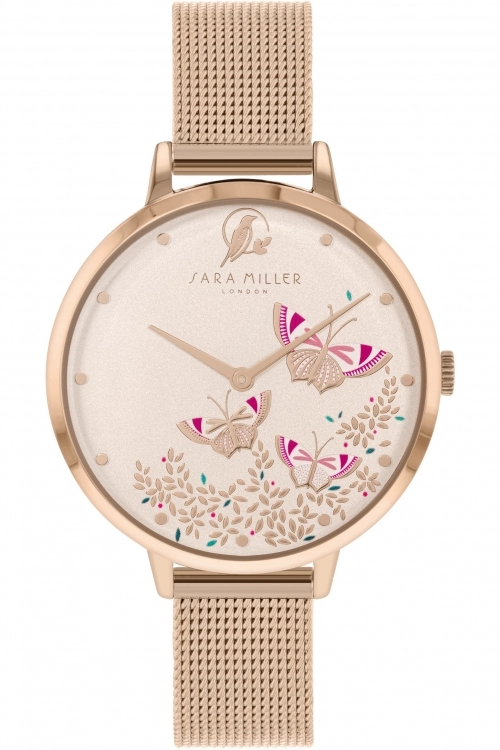 Image of Sara Miller Pink And Rose Gold Fashion Watch - Sa4060